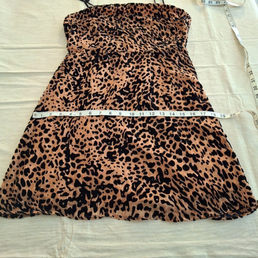 Lush Leopard Dress Sz L Crushed Velvet Animal Print Neutral - Picture 13 of 16
